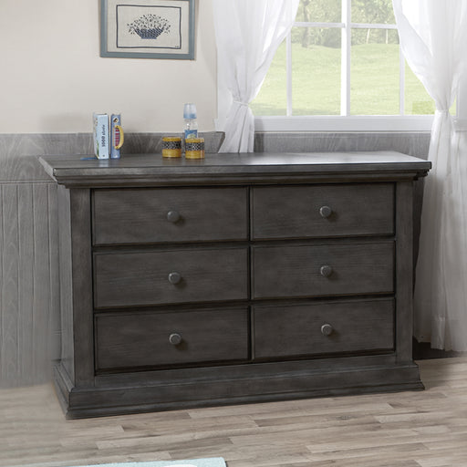 Pali 2101S Modena Forever Crib w/panel insert + Double Dresser (Distressed Granite)