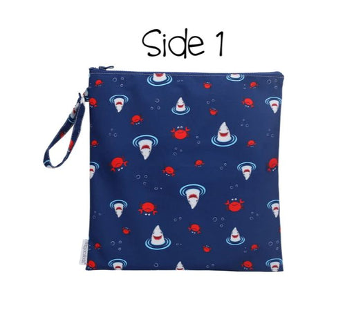Flapjack Kids 2-Sided Wet Bag - Shark & Crab | Nautical