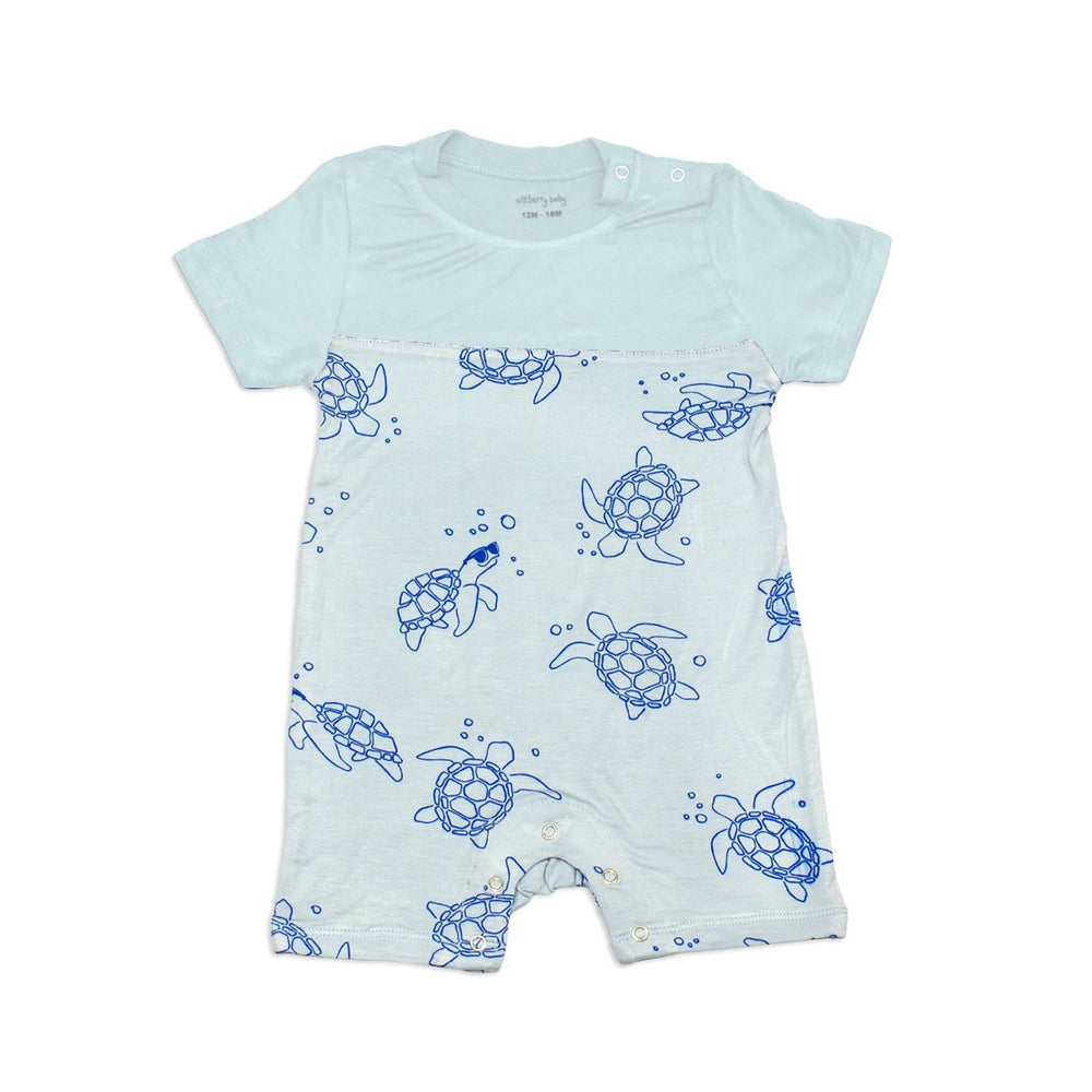 Silkberry Baby Bamboo Short Sleeve Romper - Sea Turtle Print WF4280_STP03