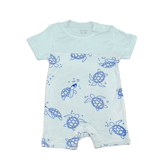 Silkberry Baby Bamboo Short Sleeve Romper - Sea Turtle Print WF4280_STP03