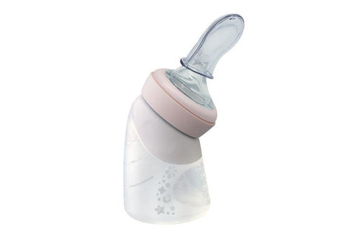 Marcus&Marcus Silicone Angled Bottle&Spoon - Peach 120ml MNMNU11-PK