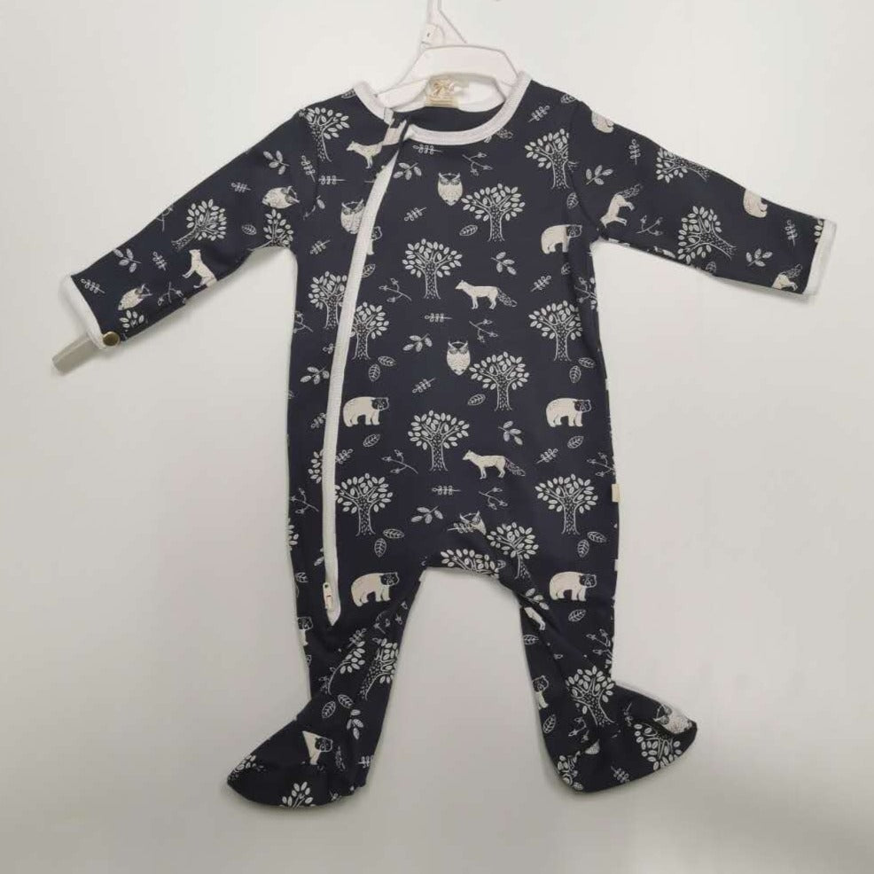 Tiny Twig Side Zip Growsuit with Feet - Forest Retreat TTW20-02