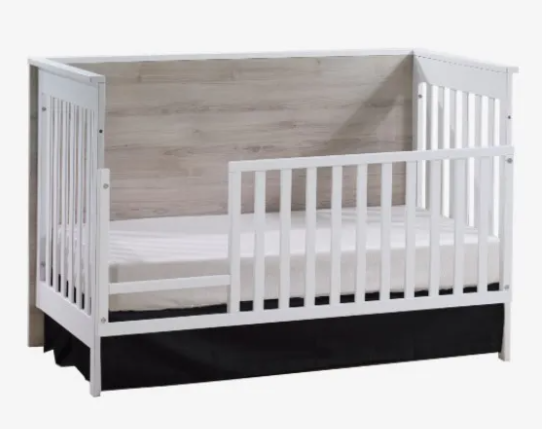 Natart Tulip Urban Convertible Crib and 3 Drawer Dresser XL  - White/Natural - MARKHAM STORE PICKUP ONLY