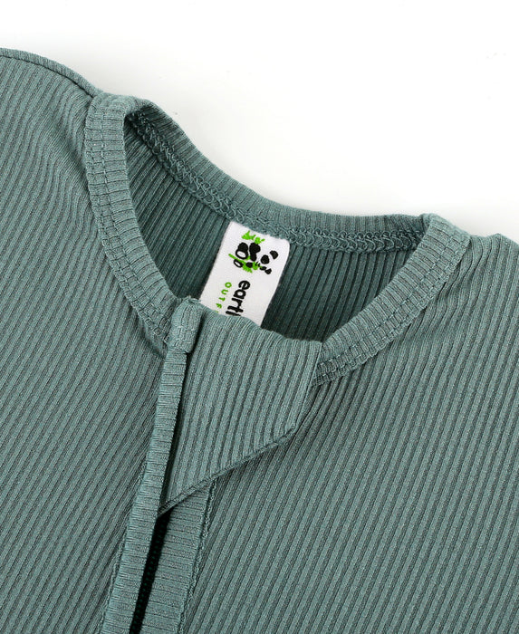 Earth Baby Bamboo Ribbed Footie - Spruce
