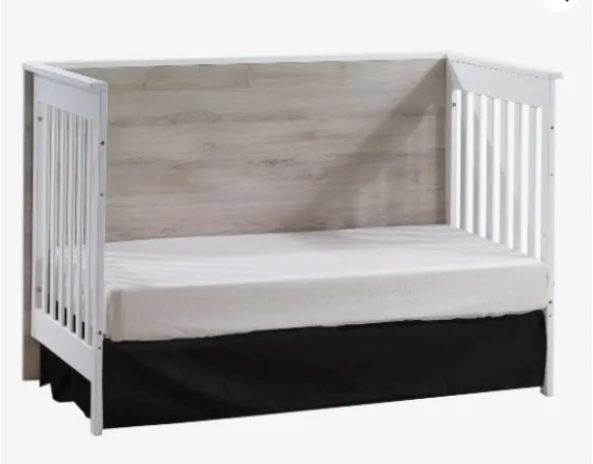 Natart Tulip Urban Convertible Crib and 3 Drawer Dresser XL  - White/Natural - MARKHAM STORE PICKUP ONLY