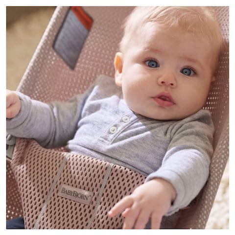 BABYBJÖRN Bouncer Bliss Mesh - Light Grey Frame/Dusty Pink