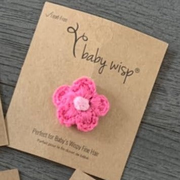 Baby Wisp Mini Latch Clip Crocheted Blossom - Hot Pink