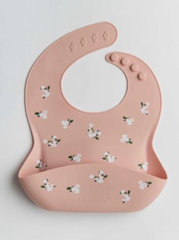 Loulou Lollipop Silicone Bib - White Flower