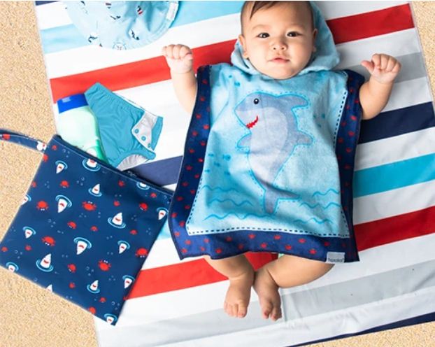 Flapjack Kids 2-Sided Wet Bag - Shark & Crab | Nautical