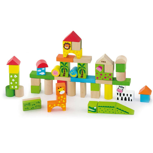 Viga Wooden Blocks 50pcs - Zoo