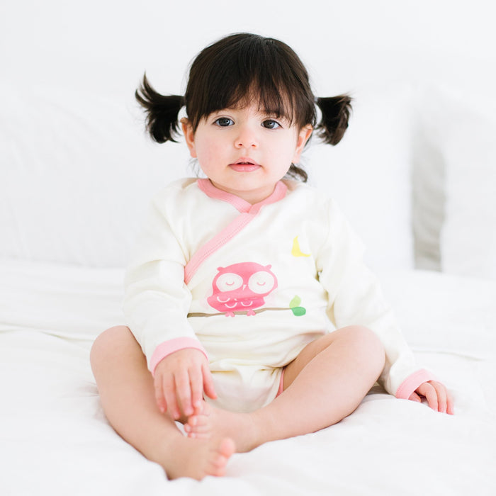 Babysoy Kimono Body Suit - Owl/Petal