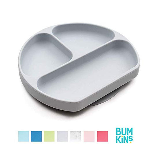 Bumkins Silicone Grip Dish Grey