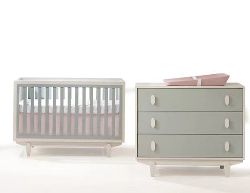 Natart Tulip Tate Crib & Dresser - Latte/Sage (MARKHAM IN STORE PICKUP ONLY)