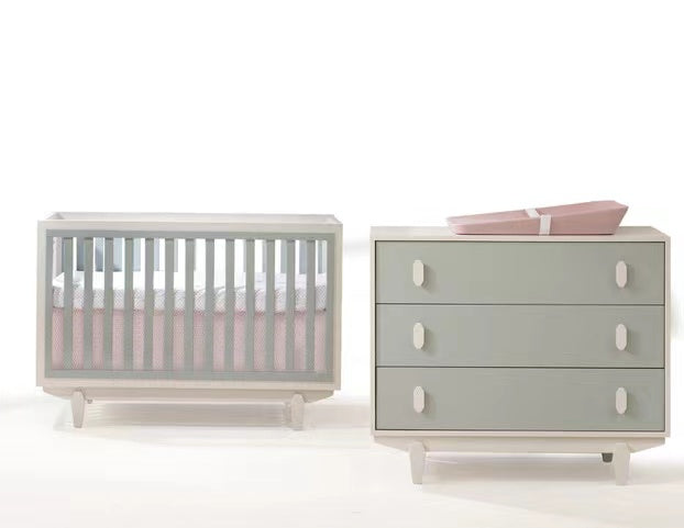 Natart Tulip Tate Crib & Dresser - Latte/Sage (MARKHAM IN STORE PICKUP ONLY)