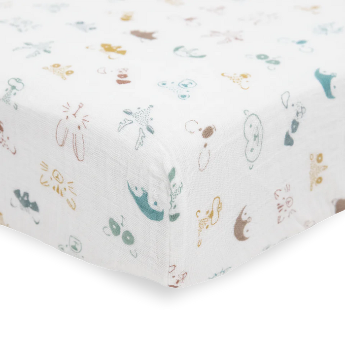 Little Unicorn Cotton Muslin Crib Sheet - Animal Crowd