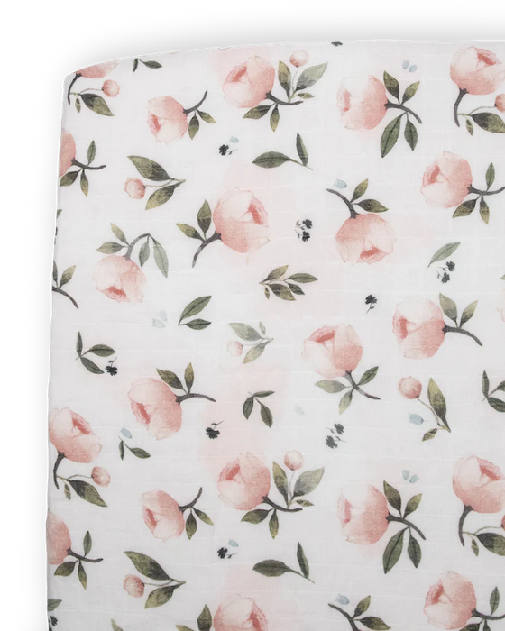 Little Unicorn Organic Cotton Muslin Fitted Crib Sheet - Watercolor Floret