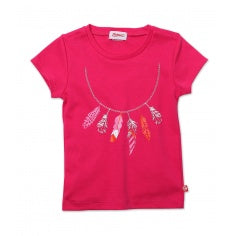 Zutano Feathers Screen Cap Sleeve Tee - Fuchsia