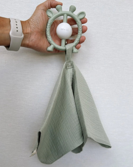 Ali+Oil Giraffe Teether & Rattle Silicone Toy - Sage