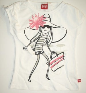 Romeo & Juliette Girls Printed Crew Neck S/S Tee - White