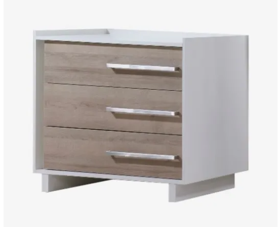 Natart Tulip Urban Convertible Crib and 3 Drawer Dresser XL - White/Sand - MARKHAM STORE PICKUP ONLY