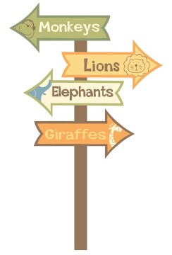 Roommates Zoo Signs Giant Wall Decals