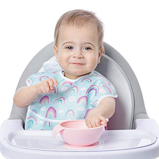 Bumkins Silicone First Feeding Set with Lid & Spoon - Pink