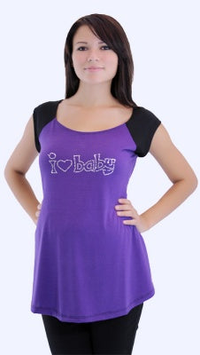 TM Maternity Maternity Top - Purple "I love Baby"