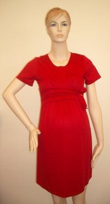 Sofi Co Belted Short Sleeve Dress - Red L