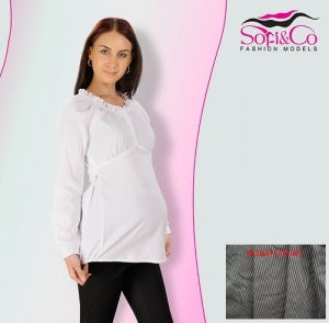 Sofi Co Ruched Collar Blouse - Striped