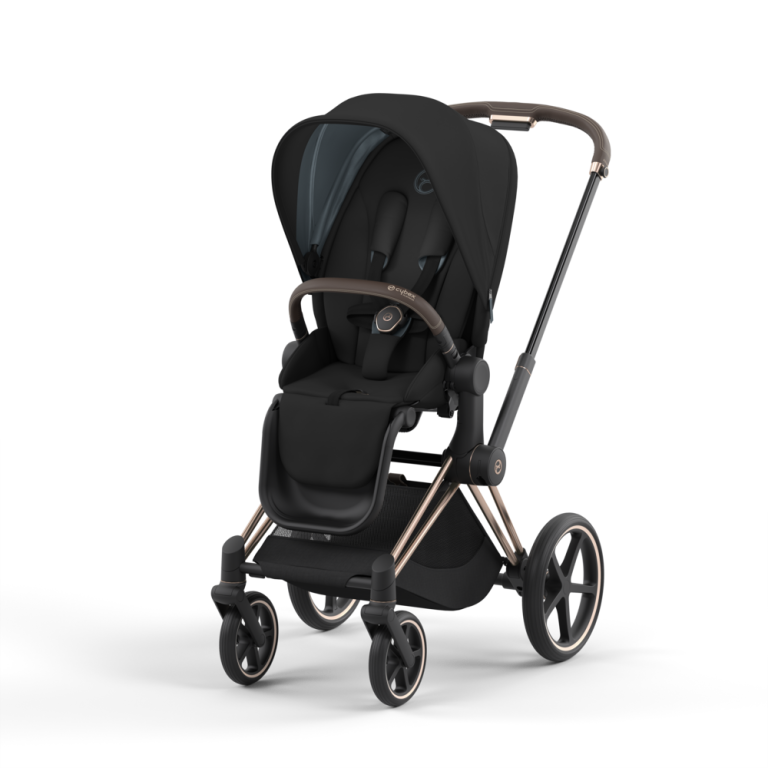 Cybex Priam 4 Stroller - Rose Gold Frame with Deep Black Seat