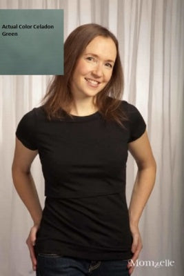 Momzelle Nursing Round Neck Tee Celadon Green