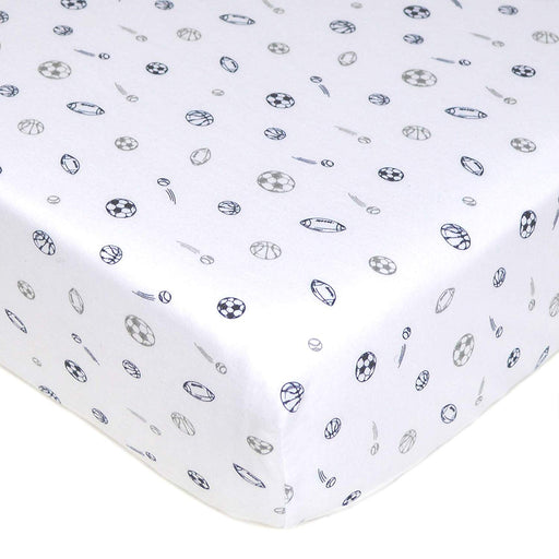 American Baby Company Crib Sheet Knitted Jersey - Grey/Navy Sports