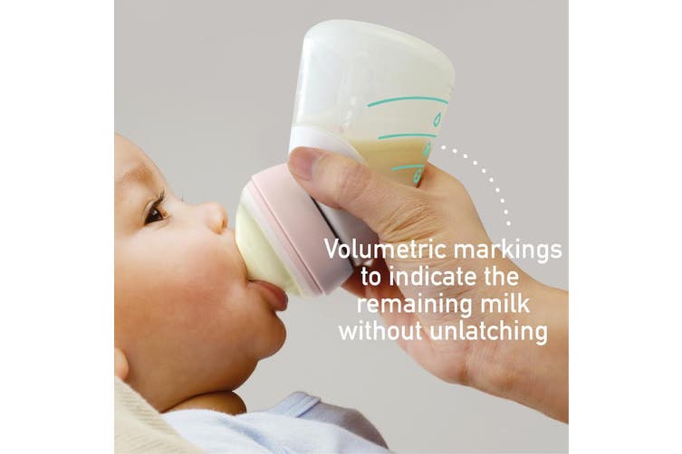 Marcus&Marcus Silicone Angled Bottle&Spoon - Peach 120ml MNMNU11-PK