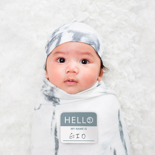 Lulujo Hello World Blanket & Knotted Hat - Marble