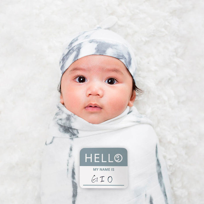 Lulujo Hello World Blanket & Knotted Hat - Marble