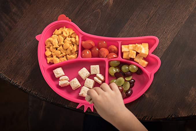 Innobaby Silicone Suction Divided Plate Chicken/Pink