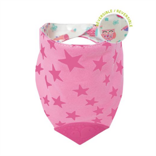 Perlim Pin Pin Bubbly Teething Bib Pink Star - CanaBee Baby