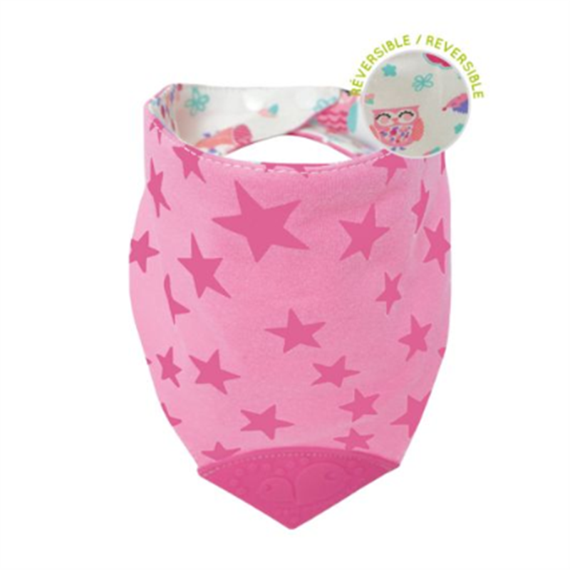 Perlim Pin Pin Bubbly Teething Bib Pink Star - CanaBee Baby