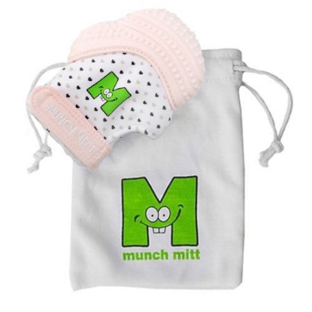 Malarkey Munch Mitt Baby Teething Mitten Pastel Pink Heart