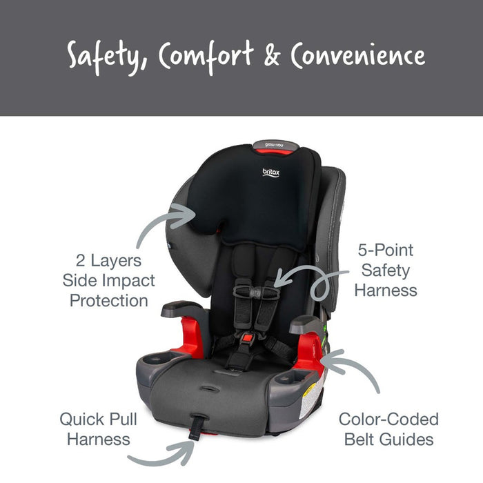 Britax Grow With You Harness-2-Booster Car Seat - Mod Black Safewash
