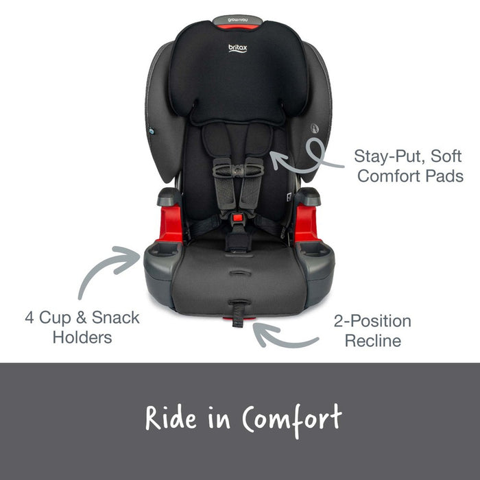 Britax Grow With You Harness-2-Booster Car Seat - Mod Black Safewash
