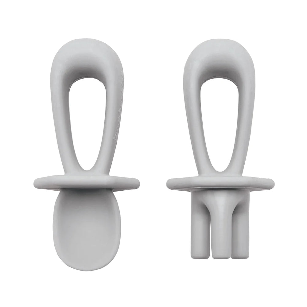 Tiny Twinkle Silicone Training Utensils - Grey