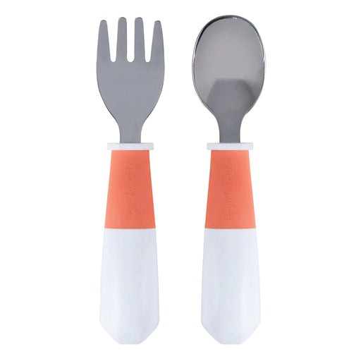 Tiny Twinkle Stainless Steel Fork & Spoon Set - Coral