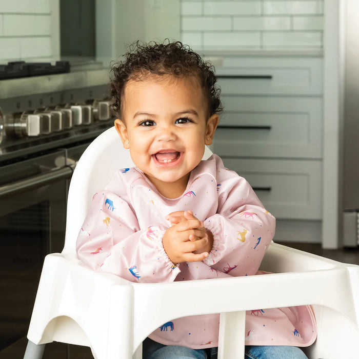 Tiny Twinkle Mess-proof Full Sleeve Bib - Unicorn Confetti