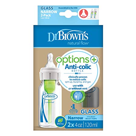 Dr Brown's Options + Glass Bottle Narrow-Neck 2PK 4oz/120ml