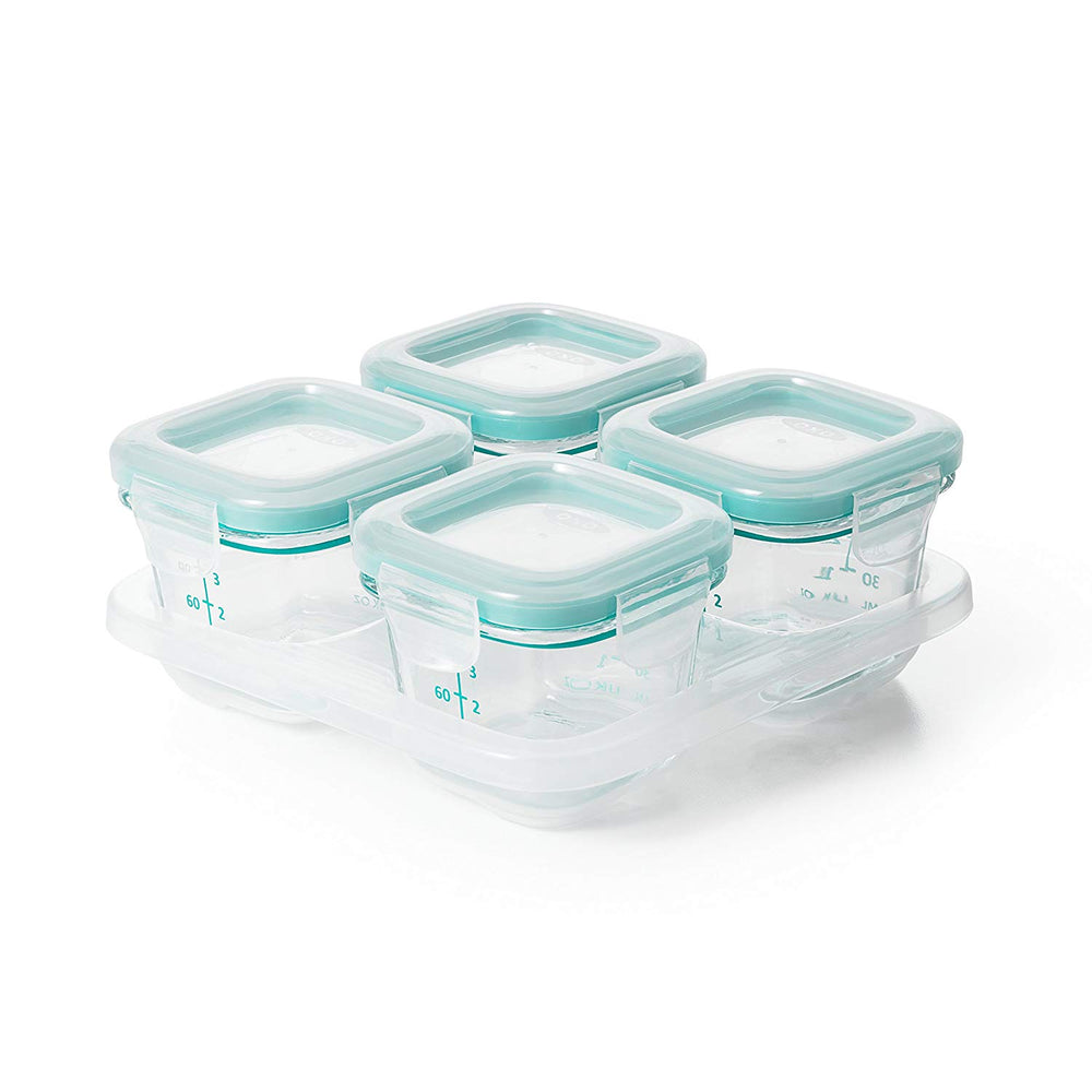 Oxo Glass Baby Blocks Teal 4oz 4pk (61130400)