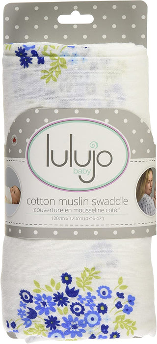 Lulujo Cotton Muslin Swaddling Blanket - Vintage Bluebell