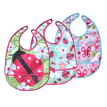 JJ Cole Bib Set 3pk Pink Flutter