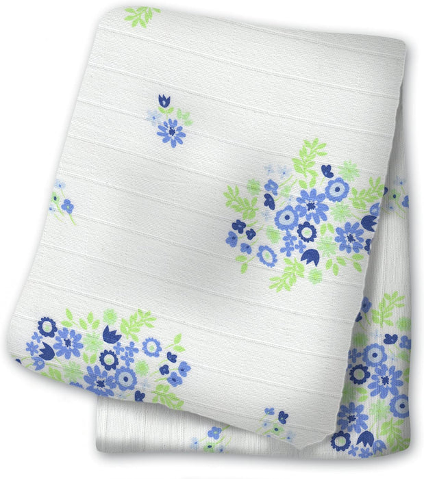 Lulujo Cotton Muslin Swaddling Blanket - Vintage Bluebell