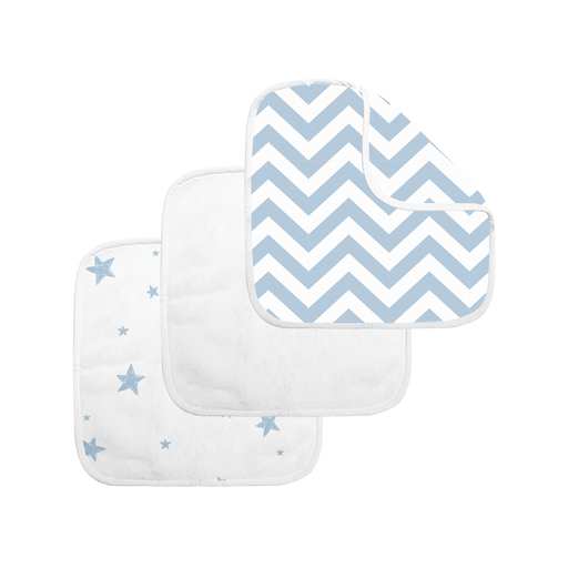 Kushies Terry Washcloth 3pk - Blue/White (A370-B04)